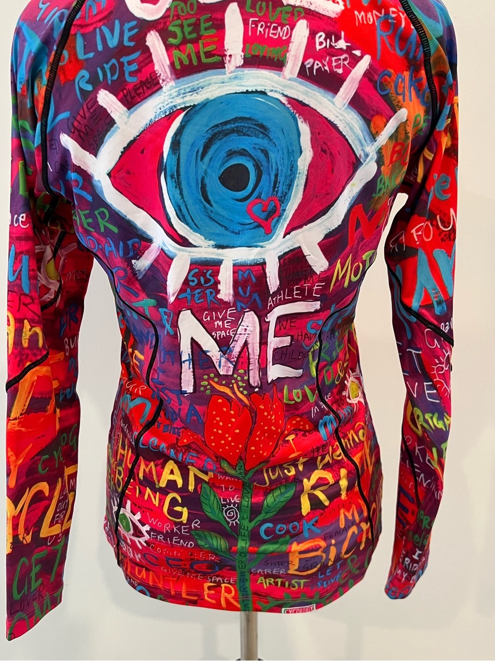 Cycology SEE ME Red Floral Graphic Long Sleeve Base Layer Shirt Womens XL - Picture 8 of 11